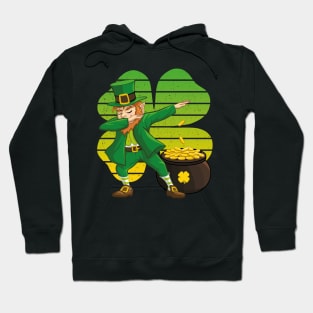 Dabbing Leprechaun St. Patricks Day Vintage Retro Clover Shamrock Hoodie